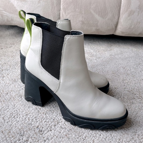 Sorel Women's Brex Heeled Chelsea Boot‎ Size 10 Black Cream Lime Green - Picture 4 of 8